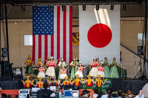 Dancers from Yokota and local communities perform during the 2026 Japanese-American Friendship Festival at Yokota Air Base, Japan, May 17, 2026.