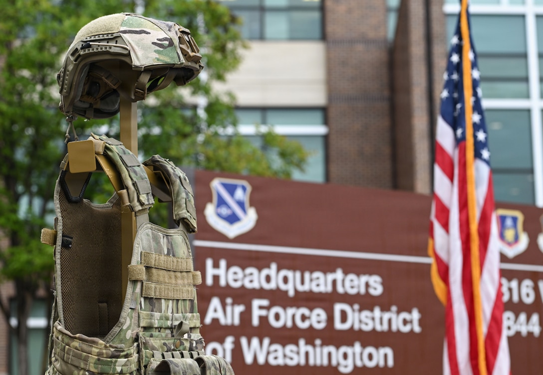 Joint Base Andrews presented a memorial exhibit for fallen defenders during the opening ceremony of National Police Week at Joint Base Andrews, Maryland, May 11, 2026.