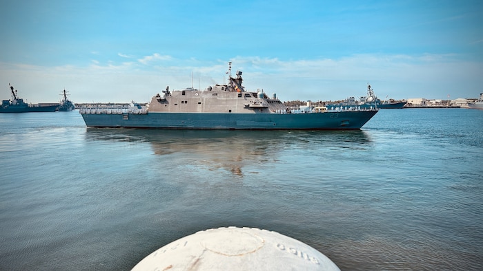 NAVAL STATION MAYPORT, Fla. (May 11, 2026) – The Freedom-variant littoral combat ship USS Cooperstown (LCS 23) departs Naval Station Mayport to begin operations in support of its scheduled deployment. Cooperstown assumed duties previously executed by the Freedom-variant littoral combat ship USS Wichita (LCS 13) in support of USNORTHCOM’s border security objectives. Cooperstown is the first ship to bear the name, and honors 70 military veterans who are members of the National Baseball Hall of Fame located in Cooperstown, New York.  These particular veterans had their baseball careers interrupted in order to serve in conflicts ranging from the Civil War through the Korean War. (U.S. Navy photo by David Holmes)