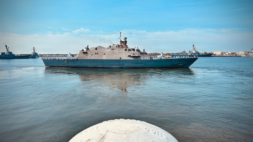NAVAL STATION MAYPORT, Fla. (May 11, 2026) – The Freedom-variant littoral combat ship USS Cooperstown (LCS 23) departs Naval Station Mayport to begin operations in support of its scheduled deployment. Cooperstown assumed duties previously executed by the Freedom-variant littoral combat ship USS Wichita (LCS 13) in support of USNORTHCOM’s border security objectives. Cooperstown is the first ship to bear the name, and honors 70 military veterans who are members of the National Baseball Hall of Fame located in Cooperstown, New York.  These particular veterans had their baseball careers interrupted in order to serve in conflicts ranging from the Civil War through the Korean War. (U.S. Navy photo by David Holmes)