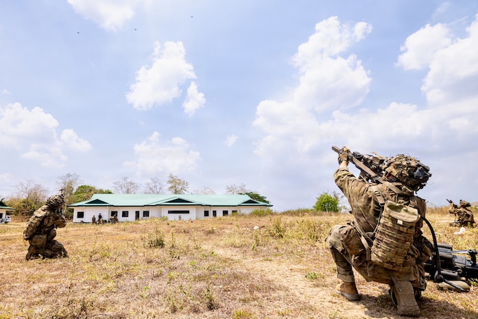 U.S. Soldiers assigned to 2nd Battalion, 27th Infantry Regiment, 3rd Mobile Brigade, 25th Infantry Division, engage small unmanned aerial systems during the Joint Pacific Readiness Center Exportable Exercise at Fort Magsaysay, Nueva Ecija, Philippines, May 13, 2026.