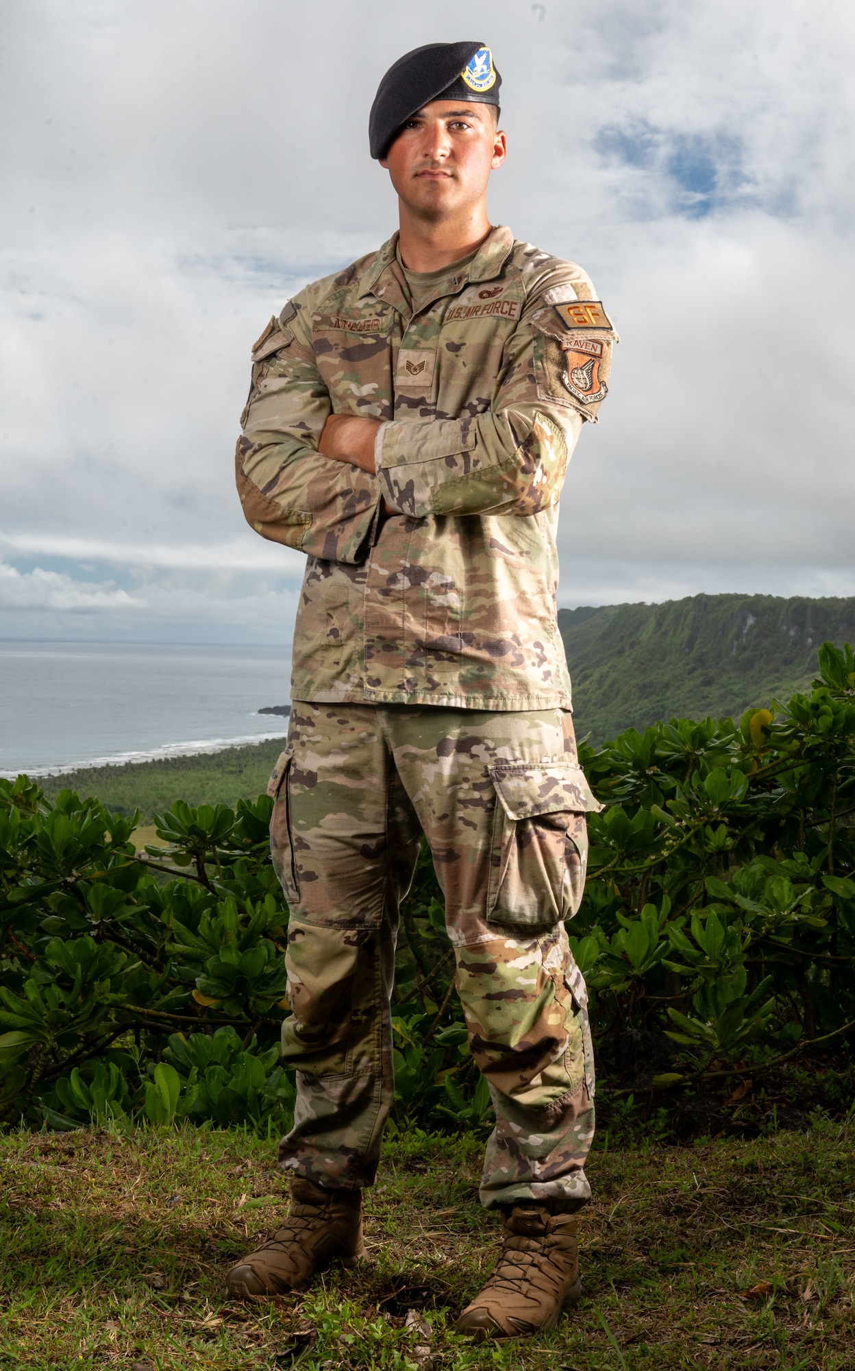 U.S. Air Force Staff Sgt. Austin Miller,36th SFS, poses for a photo at Andersen Air Force Base, Guam, May 13, 2026. Airmen assigned to the 36th and 736th Security Forces Squadrons are representing Team Andersen during the Pacific Air Forces Advanced Combat Skills Assessment, taking place May 17-23, 2026. (U.S. Air Force Photo by Staff Sgt. Michael Jones)