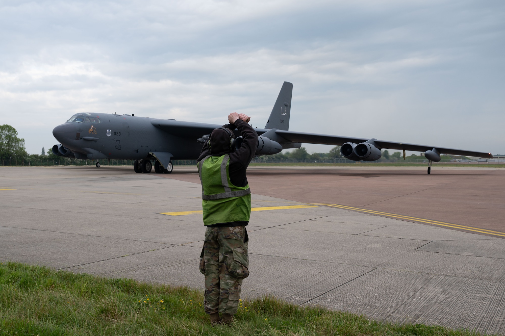 U.S. Air Force B-52H Stratofortress aircraft takes off for a proficiency flight in support of Exercise African Lion 2026, April 23, 2026.
