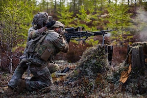 U.S. Army Spc. Edmar Reyes and Pfc. Jimmy Ou, infantryman gunners, with Charlie Company, 4th Battalion, 70th Armor Regiment, 1st Armored Brigade Combat Team, 1st Armored Division, engage targets with an M240B machine gun during a live-fire situational training exercise at Vuosanka Training Area, Finland, May 15, 2026. From April 27 to May 31, 2026 U.S. and Allied forces will exercise NATO’s Eastern Flank Deterrence Initiative, demonstrating NATO’s ability to fight and win on the modern battlefield. Nearly 15,000 troops from eleven nations will train across the High North, Baltic region, and Poland, executing rapid maneuvers, air defense, counter-drone operations, and cyber defense to validate NATO’s regional defense plans in real time. This series of linked exercises, including Saber Strike, Immediate Response, and Swift Response, turns investment into capability. Soldiers integrate unmanned systems, AI-enabled command and control, and live data networks to move faster, decide faster, and fight more effectively across all domains. Sword 26 demonstrates how U.S. Army Europe and Africa drives transformation at scale while strengthening deterrence. Together with our Allies, we are building a unified, lethal force ready to defend NATO territory and respond to any threat. (U.S. Army Reserve photo by Sgt. Addison Shinn)