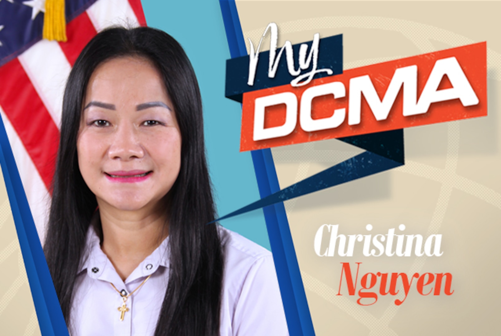 Graphic with Christina Nguyen on a My DCMA background.
