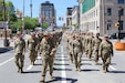 U.S. Army National Guard Soldiers assigned to Headquarters Support Company, 55th Maneuver Enhancement Brigade, Pennsylvania Army National Guard, participate in the Northeast Pennsylvania Armed Forces Day Parade in Scranton, Pennsylvania, May 16, 2026. Soldiers marched through downtown Scranton, escorted veterans from the Gino J. Merli Veterans’ Center along the parade route, and displayed military vehicles for community members attending the event. (U.S. Army National Guard photo by Sgt. 1st Class Shane Smith)