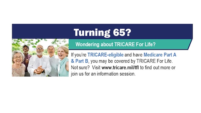 group of older adults smiling. text If you’re TRICARE-eligible and have Medicare Part A & Part B, you may be covered by TRICARE For Life.