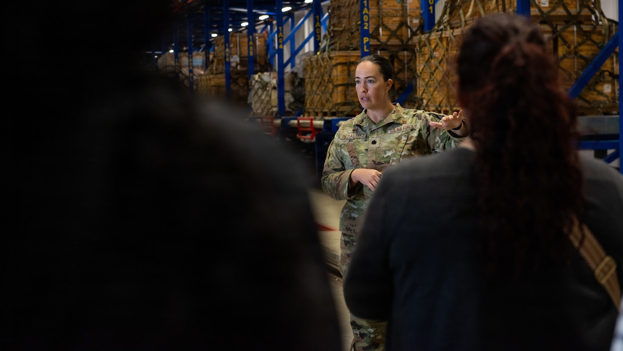 Squadron commander speaks with members of leadership vacaville