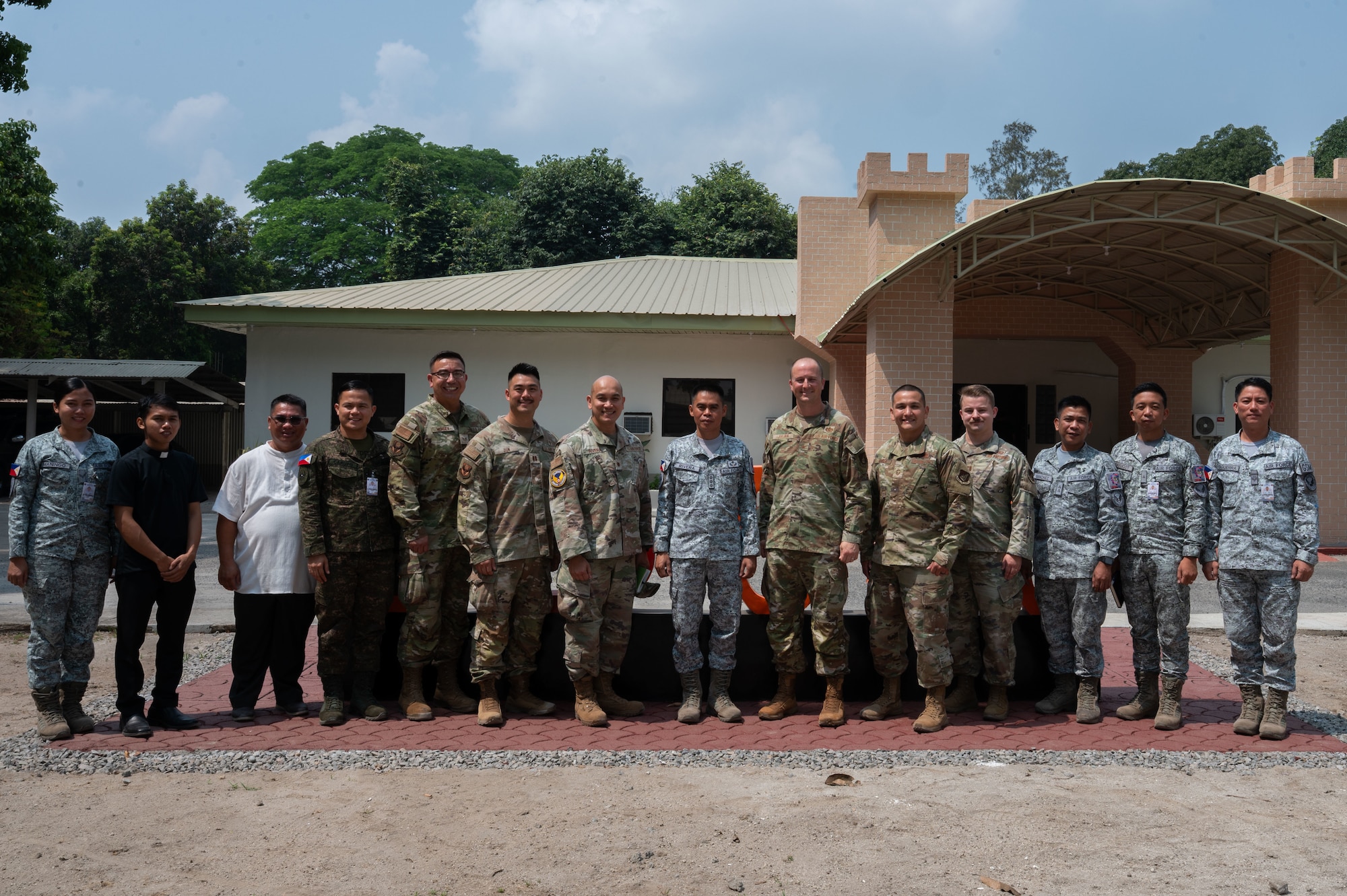 U.S. Air Force 21st Air Expeditionary Wing leadership and Philippine Air Force 540th Air Base Group leadership pose for a photo during Exercise Balikatan 2026 at Basa Air Base, April 24, 2026. Balikatan is a longstanding annual exercise between the Armed Forces of the Philippines and U.S. military that represents the strength of our alliance, improves our capable combined force, and demonstrates our commitment to regional peace and prosperity. (U.S. Air Force photo by Senior Airman Alondra Cristobal Hernandez)