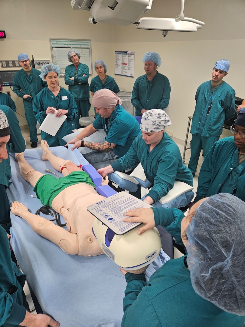 linicians and nursing staff assigned to David Grant Medical Center participate in operating room pressure injury prevention training at Travis Air Force Base, Calif., May 2026. The Wound Care Optimization Team provides competency-based education and hands-on instruction designed to strengthen patient safety and improve wound prevention practices throughout the medical center. (U.S. Air Force photo)