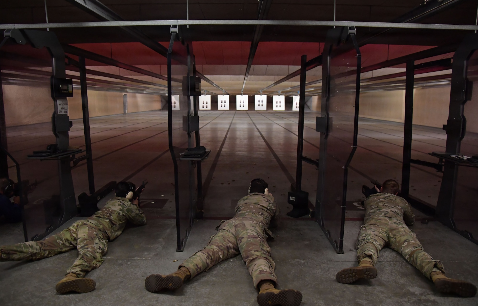 U.S. Airmen participate in a combat arms competition.