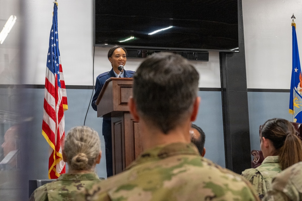 Warrant Officer Gives Remarks to crowd