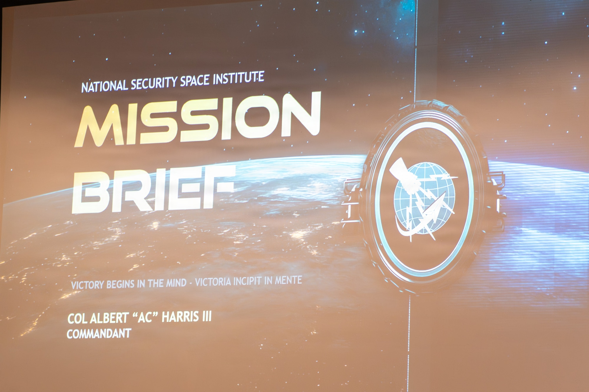 Slideshow slide with mission brief.