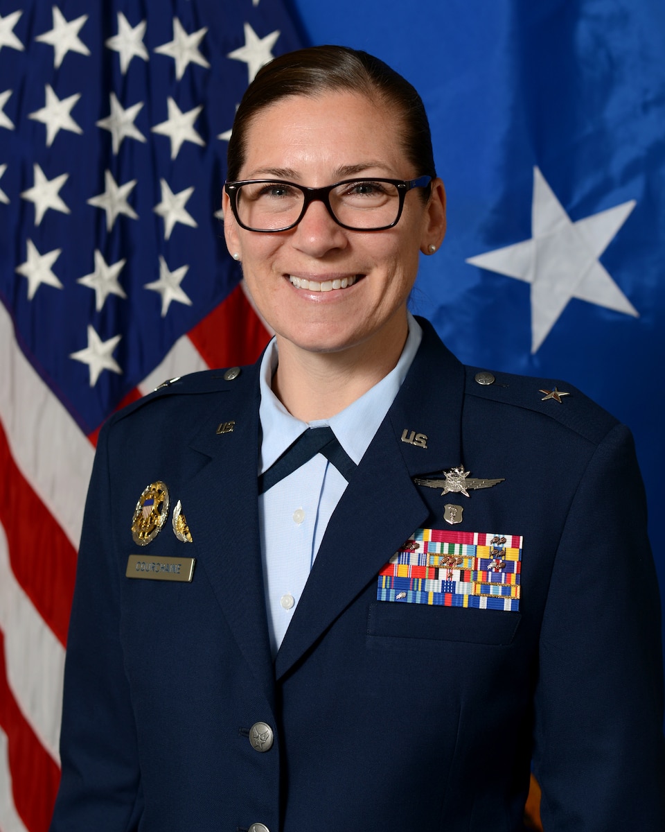 This is the official portrait of Brig. Gen. Lauren A. Courchaine.