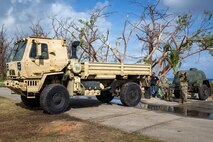 U.S. Army Reservists assigned to the 9th Mission Support Command, Honolulu, Hawaii, prepare to deliver safe drinking water to temporary distribution locations as part of Typhoon Sinlaku recovery efforts in Saipan, Commonwealth of the Northern Mariana Islands, May 17, 2026.