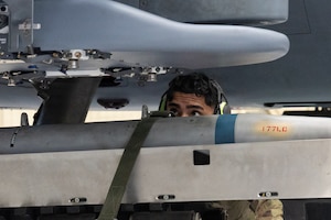 a pair of eyes look up over a metal cannister toward a hook