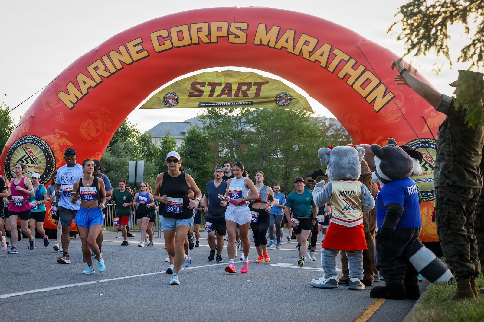 Participants of the 2026 Marine Corps Historic Half cross the start line in Fredericksburg, Virginia, May 17, 2026. The Historic Half is a 13.1-mile race weaved throughout Historic Downtown Fredericksburg, home to over 200 businesses and several historic sites. The annual race generates community goodwill, fosters public relations, and increases advocacy for individual health while emphasizing the Marine Corps’ warrior ethos. (U.S. Marine Corps photo by Lance Cpl. Jeffery Stevens)
