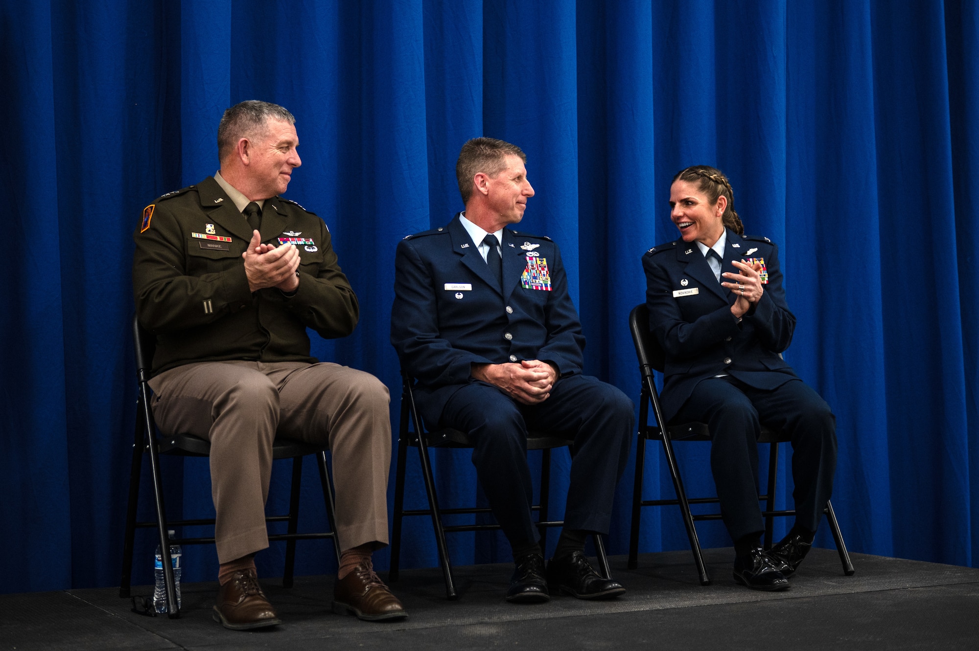 U.S. Air Force Col. Dana Novinskie receives command of the 133rd Airlift Wing from U.S. Army Maj. Gen. Shawn Manke, The Adjutant General, Minnesota National Guard, in St. Paul, Minn., May 3, 2026.