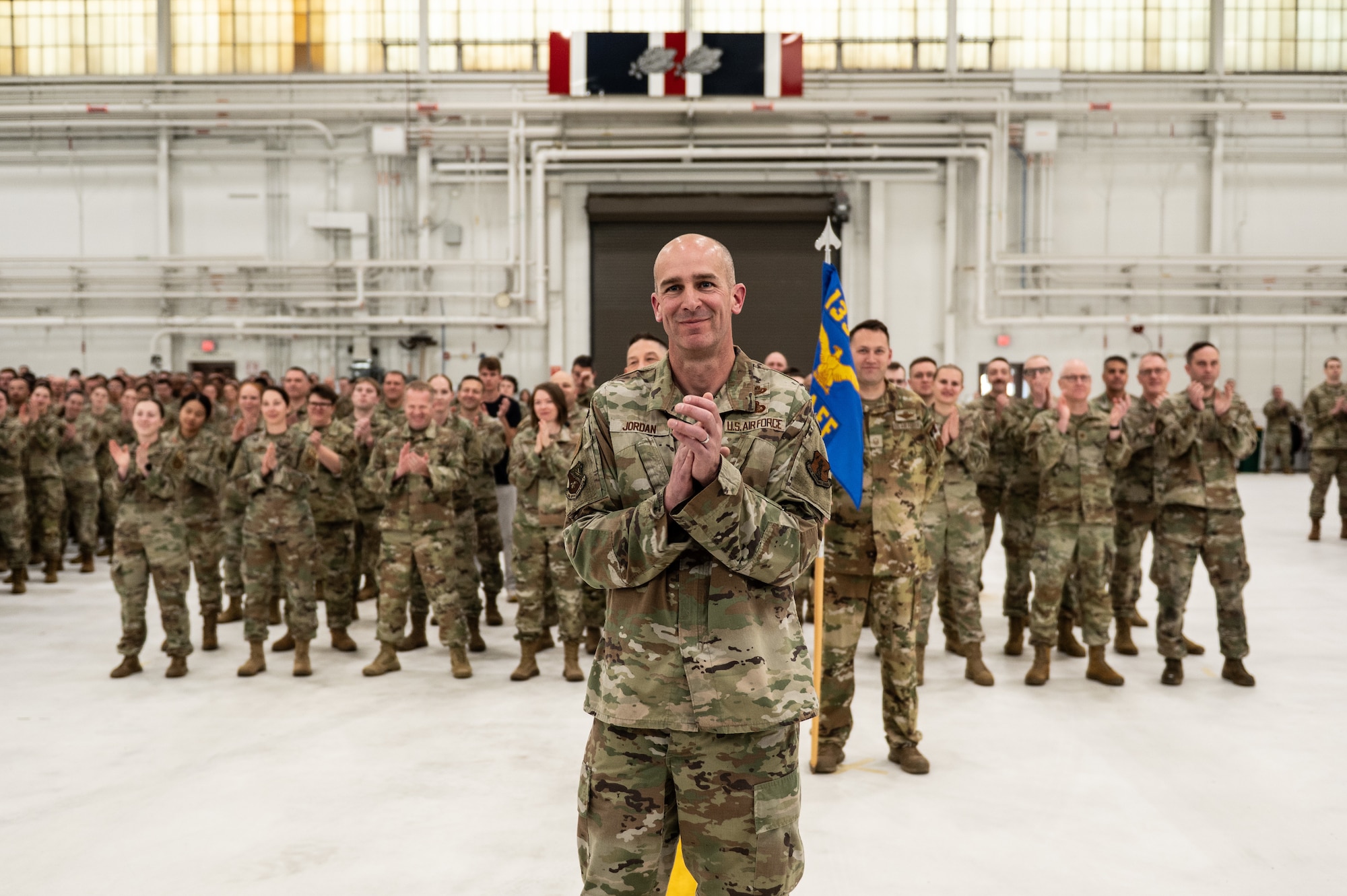 U.S. Air Force Col. Dana Novinskie receives command of the 133rd Airlift Wing from U.S. Army Maj. Gen. Shawn Manke, The Adjutant General, Minnesota National Guard, in St. Paul, Minn., May 3, 2026.