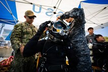 U.S. Navy Diver 3rd Class Mark Obymachow assigned to Navy Mobile Diving and Salvage Unit 1 participates in an integrated multinational dive to recover a simulated sunken vessel during Salvage Exercise Korea 2026 at Jinhae Naval Base, Republic of Korea, April 8, 2026. Commander, Logistics Group Western Pacific/Task Force 73 sustains the U.S. Navy’s maritime forces and is responsible for all diving and salvage operations in the Western Pacific in support of a free and open Indo-Pacific. (U.S. Navy photo by Mass Communication Specialist 2nd Class Jordan Jennings)