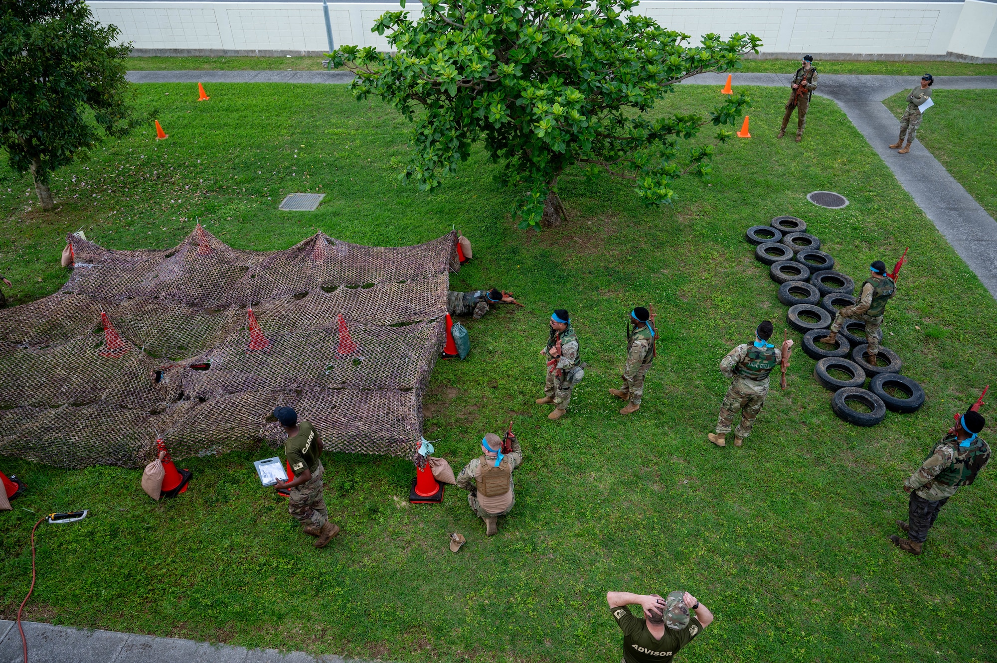 U.S. Air Force Airmen assigned to the 18th Wing, participate in the Combat Readiness Challenge at Kadena Air Base, Japan, May 15, 2026. The challenge tested participants with physically demanding obstacles aimed at strengthening combat capability, teamwork and resilience. (U.S. Air Force photo by Airman 1st Class Nathaniel Jackson)