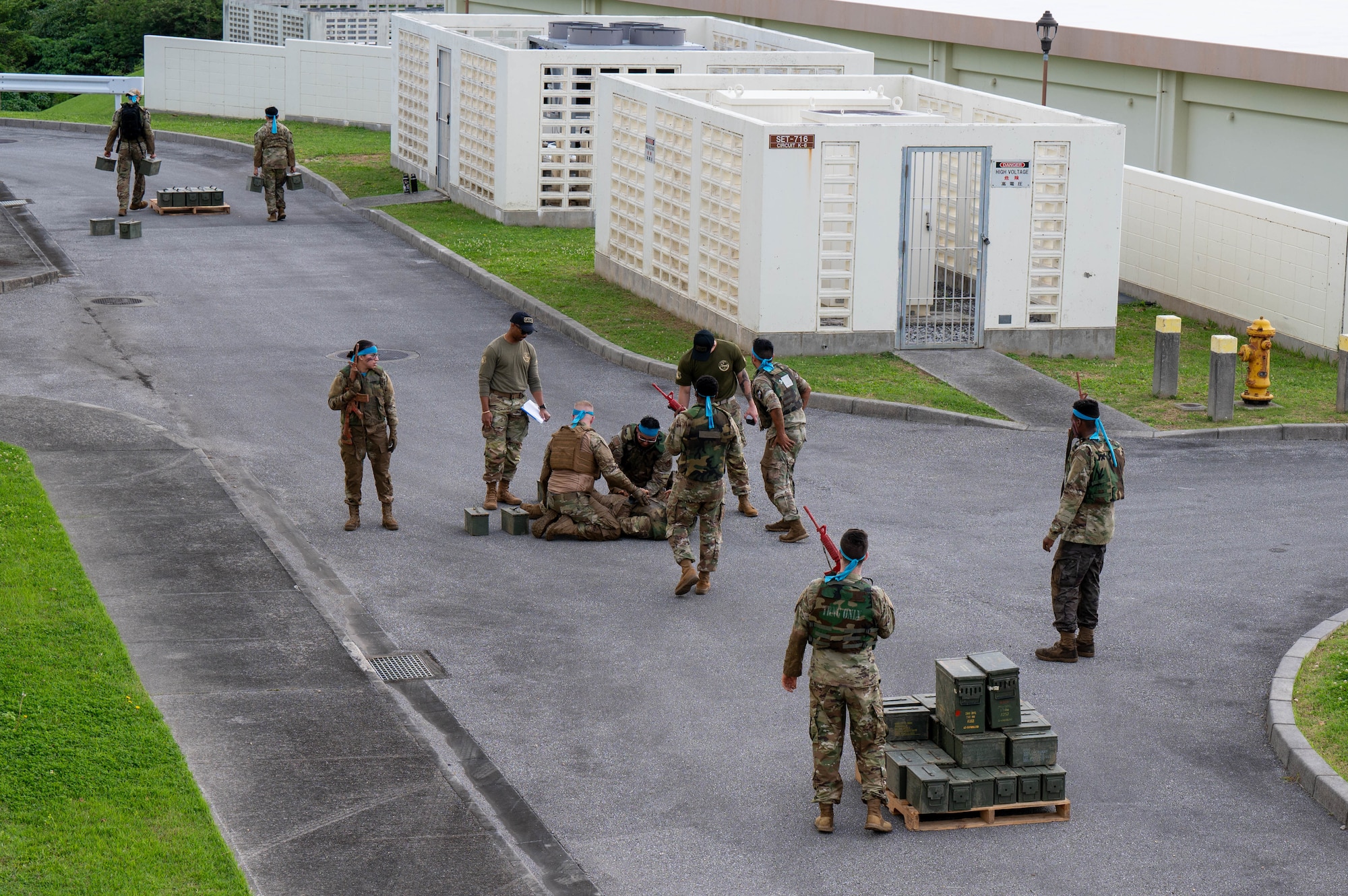 U.S. Air Force Airmen assigned to the 18th Wing, participate in the Combat Readiness Challenge at Kadena Air Base, Japan, May 15, 2026. The challenge tested participants with physically demanding obstacles aimed at strengthening combat capability, teamwork and resilience. (U.S. Air Force photo by Airman 1st Class Nathaniel Jackson)