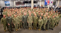 Navy Reserve Sailors from U.S. 6th Fleet pose for a photo during the 5th annual MAKO Storm exercise at the Navy Warfare Development Center, May 15, 2026.