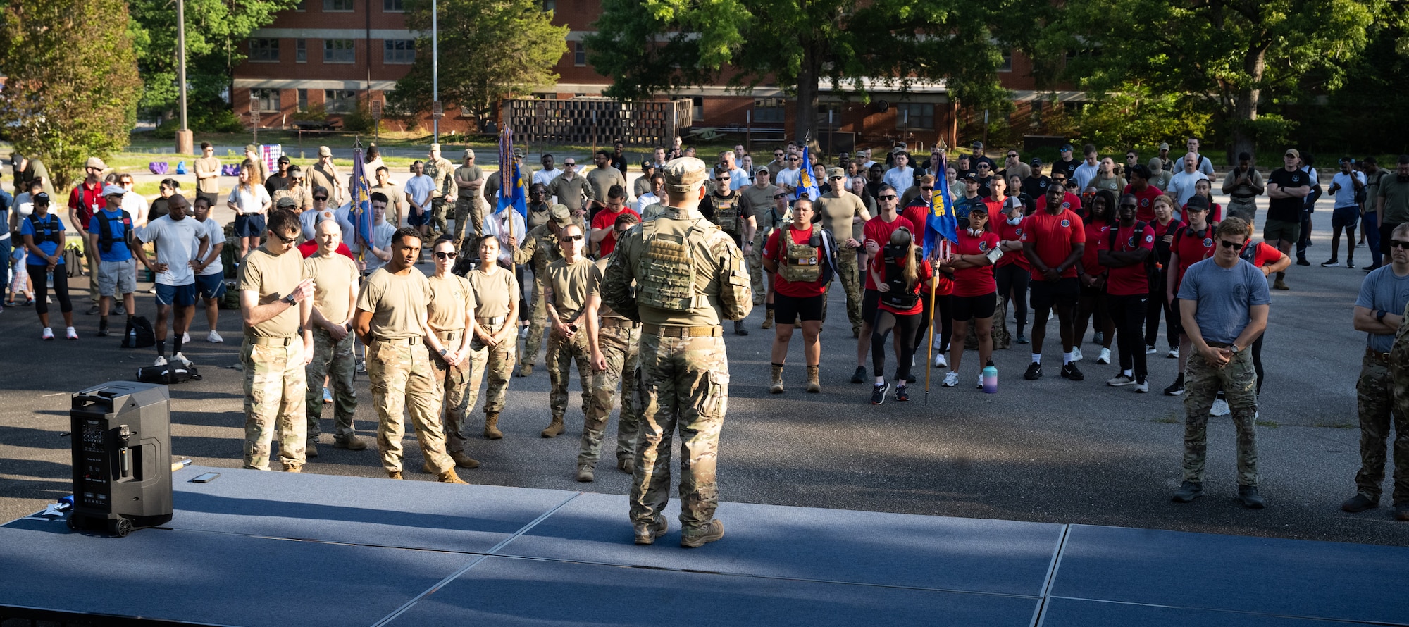 U.S. Airman addresses crowd