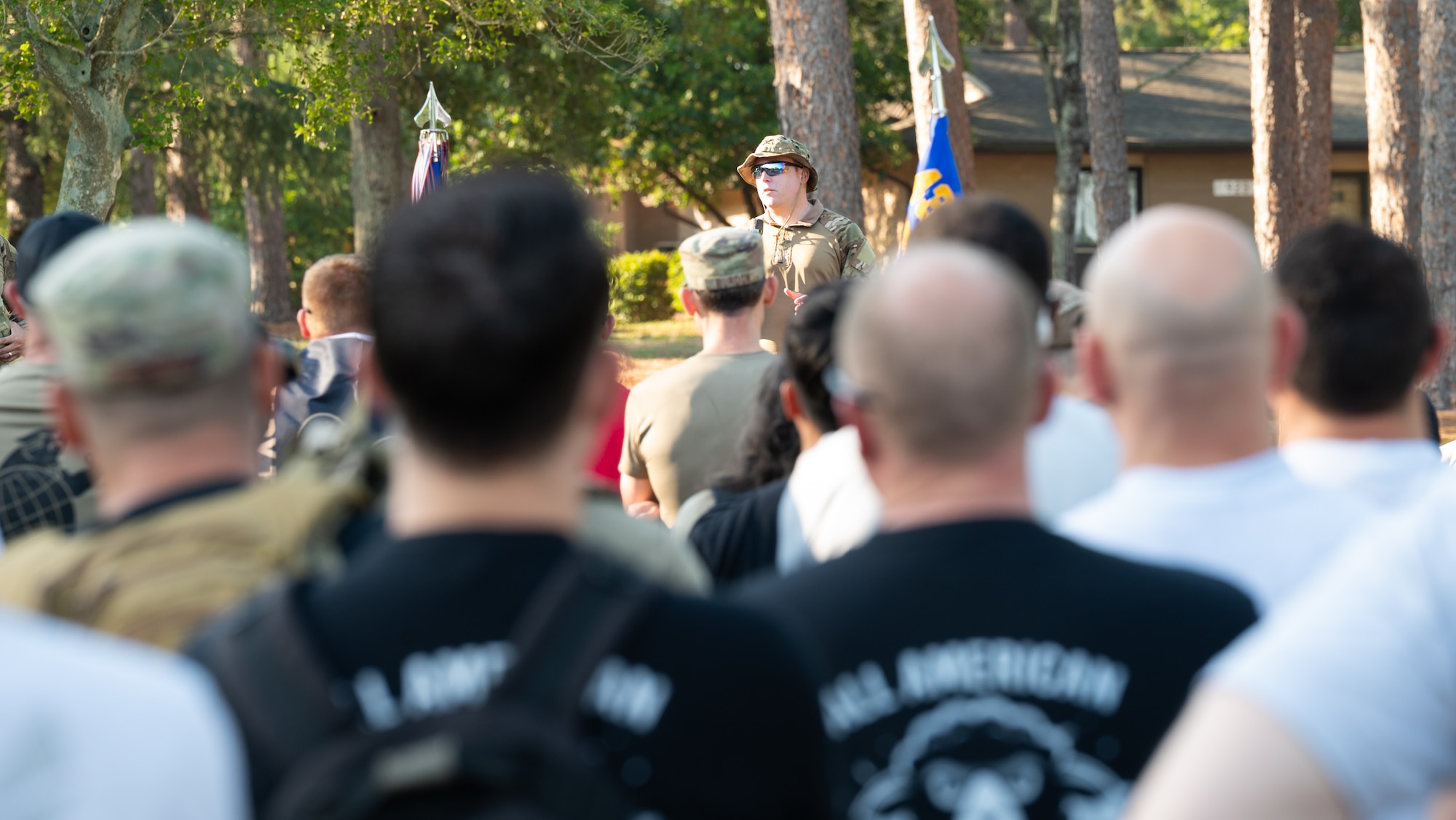 U.S. Airman addresses crowd