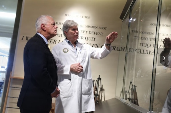 Under Secretary of War for Personnel and Readiness Anthony J. Tata, briefed by Dr. John Byrd, lead scientist at the Defense POW/MIA Accounting Agency, during a tour of the Daniel K. Inouye DPAA Center for Excellence at Joint Base Pearl Harbor-Hickam, Hawaii, May 11, 2026. Tata gained insight into laboratory operations and the identification process during his first visit since DPAA’s realignment under Personnel & Readiness. (U.S. Army photo by Staff Sgt. Austin Boucher)