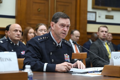 DAF senior leaders speaking during a hearing.