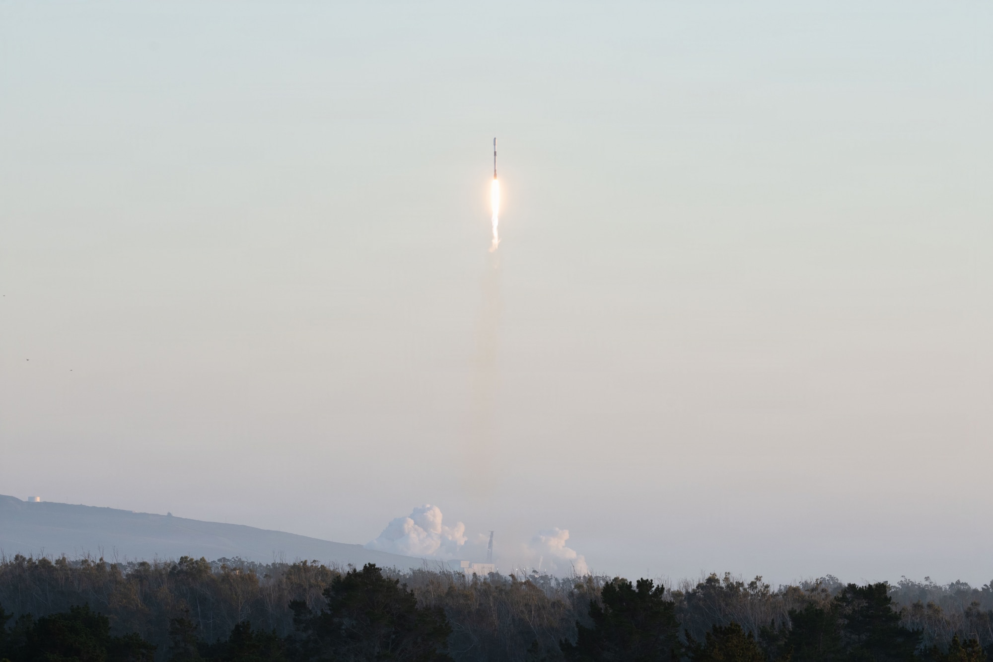 A Falcon 9 rocket carrying the Starlink 17-42 mission launches from Space Launch Complex 4 East at Vandenberg Space Force Base, Calif., May 19, 2026. Guardians and Airmen at Space Launch Delta 30’s 2nd Range Operations Squadron,                                                                                                                      30th Operations Support Squadron, 30th Security Forces Squadron and safety office provided range operations, weather analysis, physical security and law enforcement, and launch safety support to the Starlink 17-42 mission, helping to ensure successful orbital insertion of the mission’s 24 Starlink satellite payload. (U.S. Space Force photo by 2nd Lt. Andrew Taller)