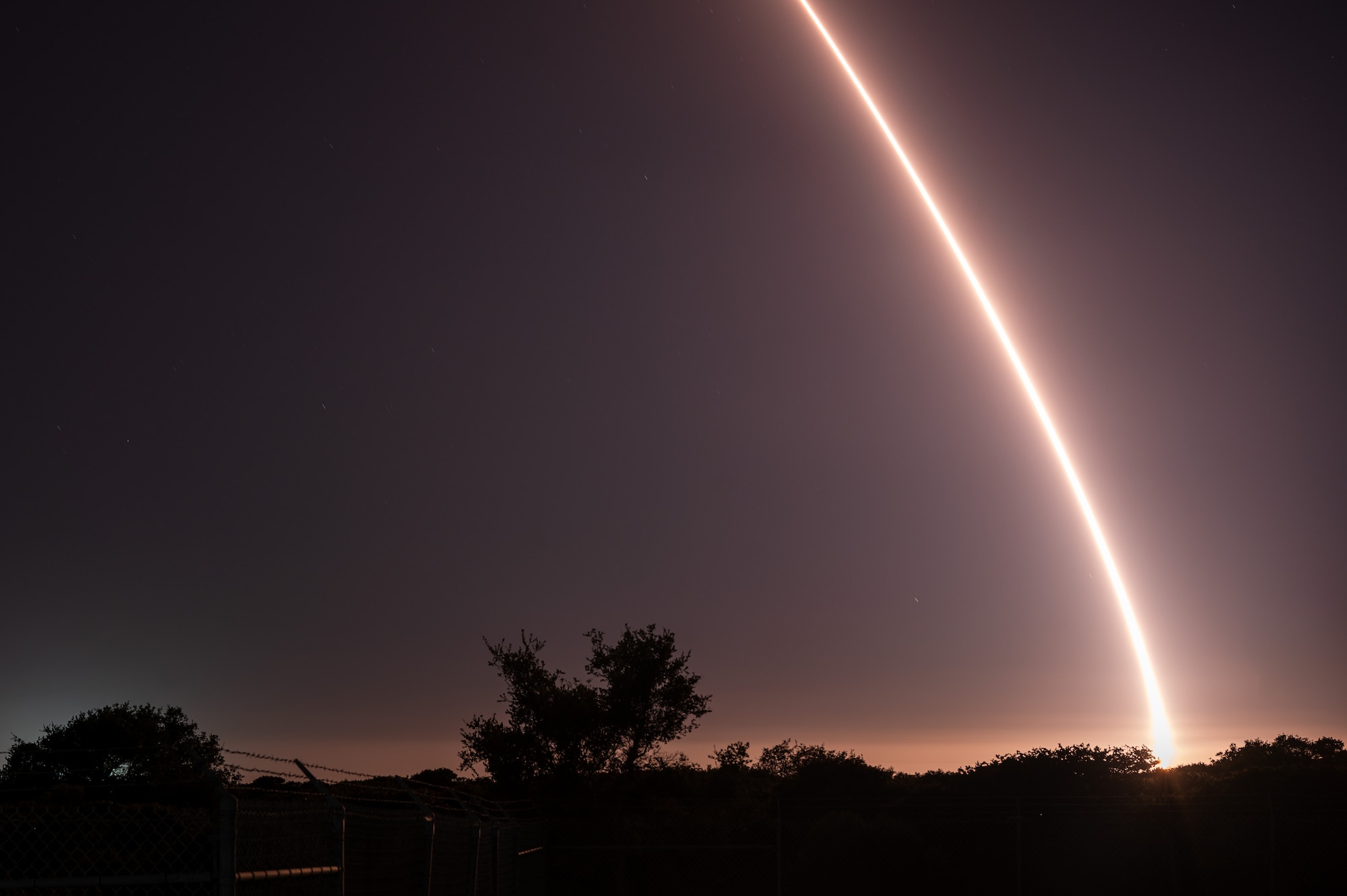 An unarmed Minuteman III intercontinental ballistic missile is test launched from Vandenberg Space Force Base.