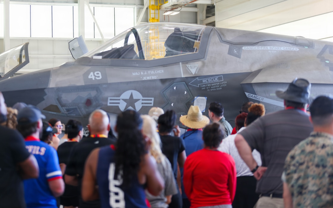 Educators within 6th Marine Corps District learn about the F-35B during an Educators’ Workshop at Marine Corps Air Station Beaufort, South Carolina, May 20, 2026. This educators’ workshop provided educators and other community influencers the opportunity to gain first-hand experience on how the Marine Corps transforms young men and women into Marines. (U.S. Marine Corps photo by Lance Cpl. Julius Hackney)