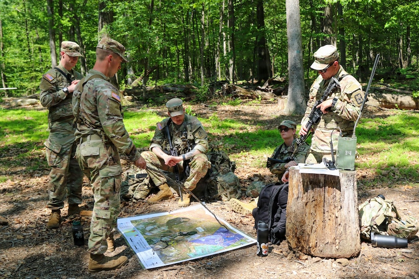U.S. Army Soldiers attending Basic Leader Course conducted by the 166th Regiment - Regional Training Institute participate in field training during validation of the Army’s new 29-day Basic Leader Course program at Fort Indiantown Gap, Pennsylvania, May 19-20, 2026. The updated course increases tactical field training and leadership evaluations designed to prepare junior noncommissioned officers for team and squad-level leadership roles. (U.S. Army National Guard photo by Sgt. 1st Class Shane Smith)