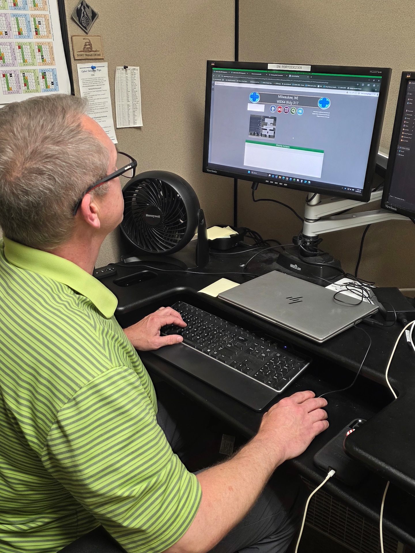 Matthew Schneider, General Engineer, 88th Readiness Division (RD), utilizes the U.S. Army Reserve Enterprise Building Control System to remotely monitor facilities within its 19-state footprint across the Northwest.