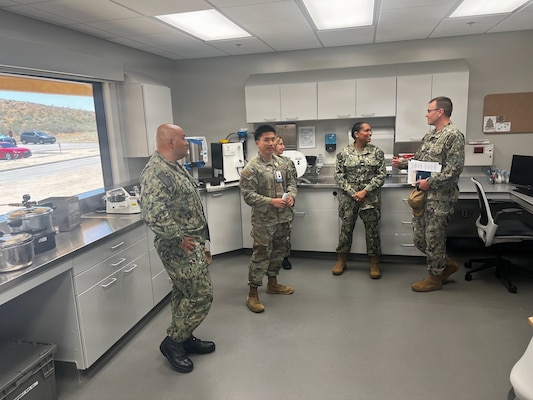 Leaders from Naval Hospital Twentynine Palms meet with staff assigned to the 412th Medical Group during a tour of medical facilities at Edwards Air Force Base on May 14, 2026. Naval Hospital Twentynine Palms leaders visited Edwards Air Force Base to strengthen cross-service collaboration, improve interoperability, and identify new opportunities to enhance medical readiness and healthcare delivery across the Mojave Desert region. (Courtesy photo)