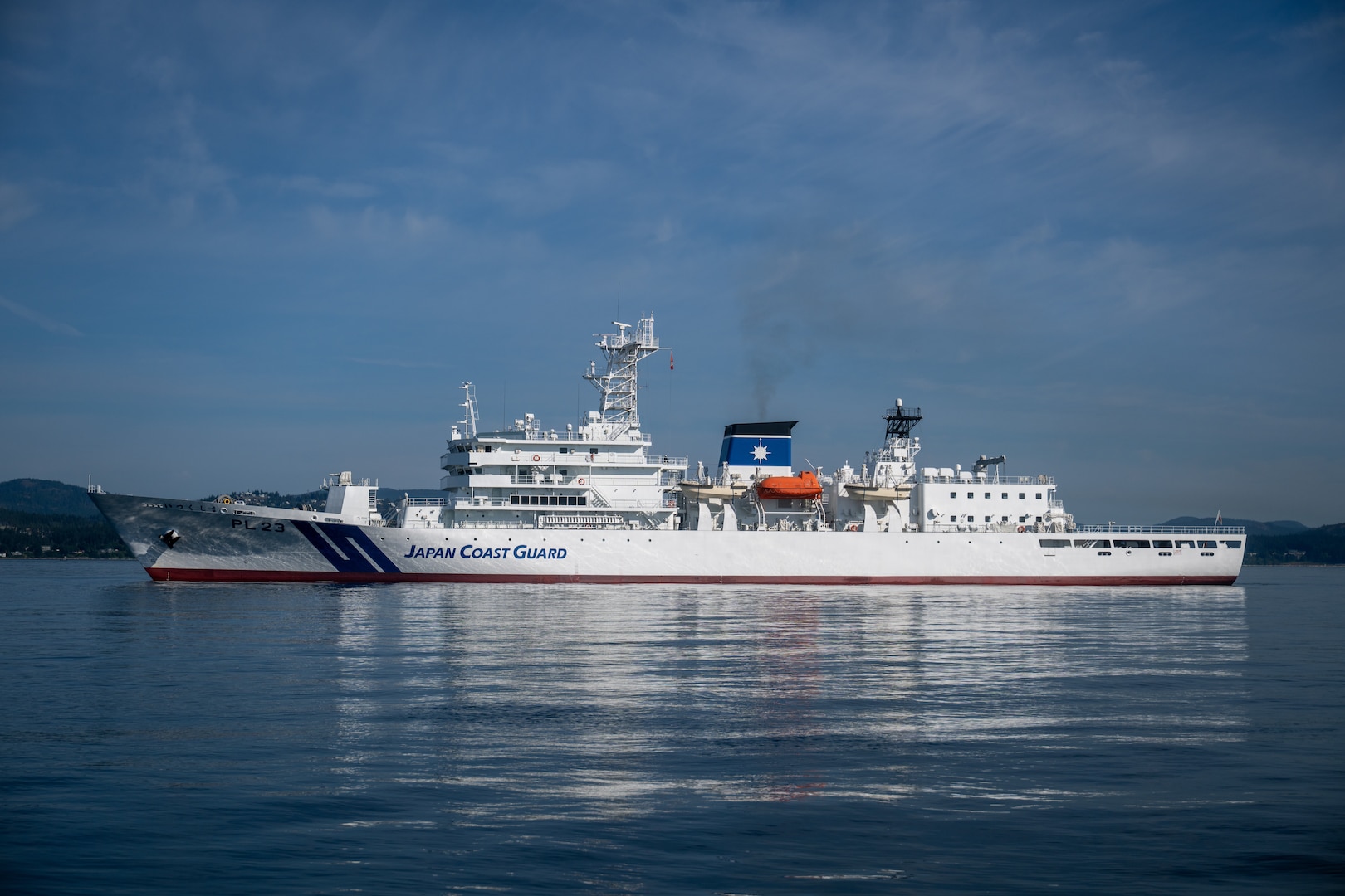 Japan Coast Guard ship Itsukushima transits the Strait of Juan de Fuca during a joint search and rescue exercise, May 21, 2026
