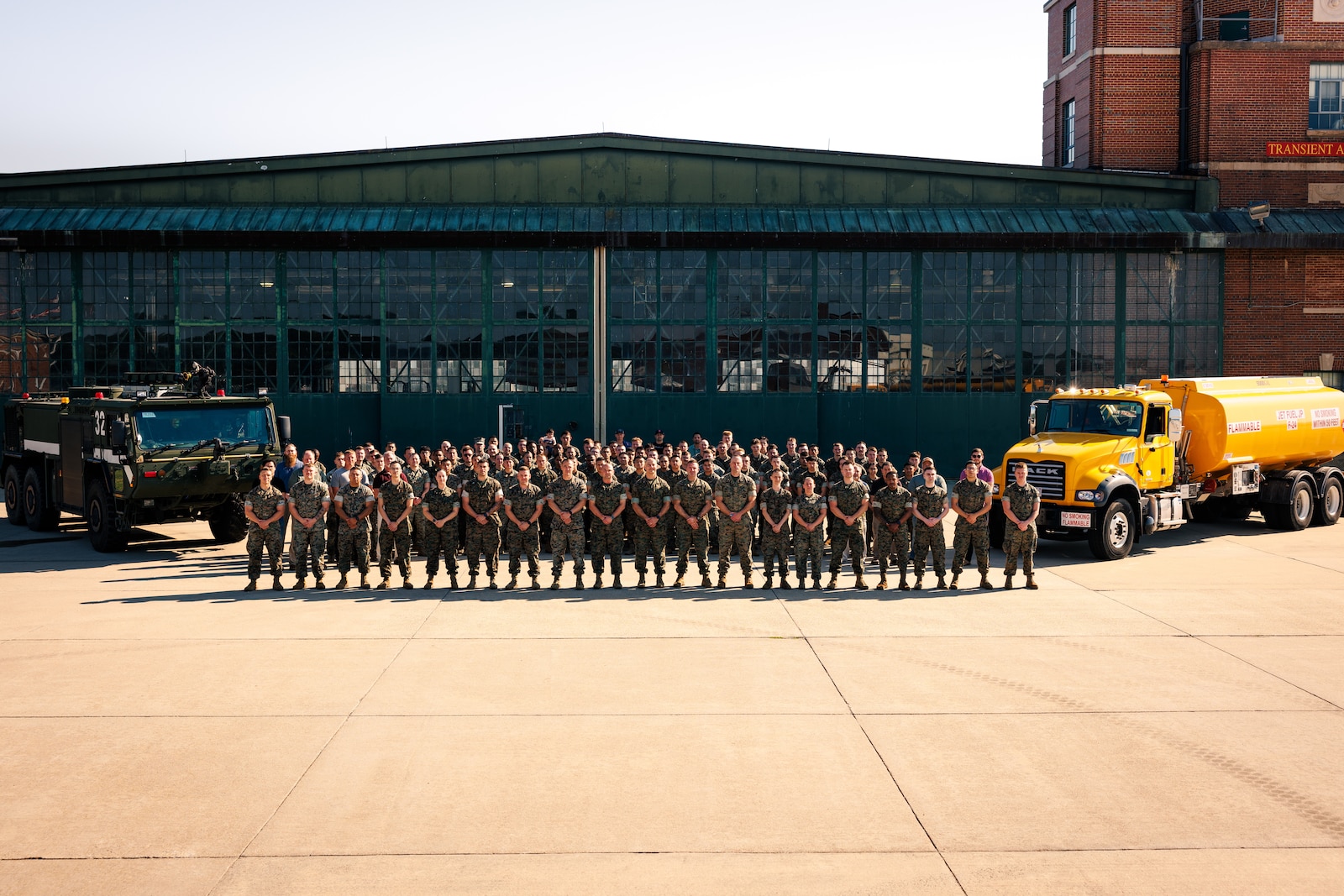 U.S. Marines with Marine Corps Air Facility Quantico pose for a photo at MCAF on Marine Corps Base Quantico, Virginia, May 20, 2026. MCAF operates and maintains facilities to provide services and material to support tenants and other units abroad the installation. (U.S. Marine Corps photo by Cpl. Braydon Rogers)