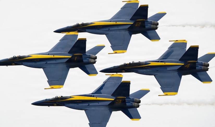 The Blue Angels, U.S. Navy Flight Demonstration Squadron, perform an aerial demonstration during the Central Pennsylvania Air Show in Middletown, Pa., May 24, 2026. The demonstration showcased the precision, professionalism and teamwork required to execute military operations. (U.S. Air National Guard photo by Airman 1st Class Austin Stern)