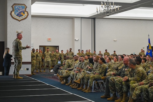 CMSAF speaks to large crowds of Airmen