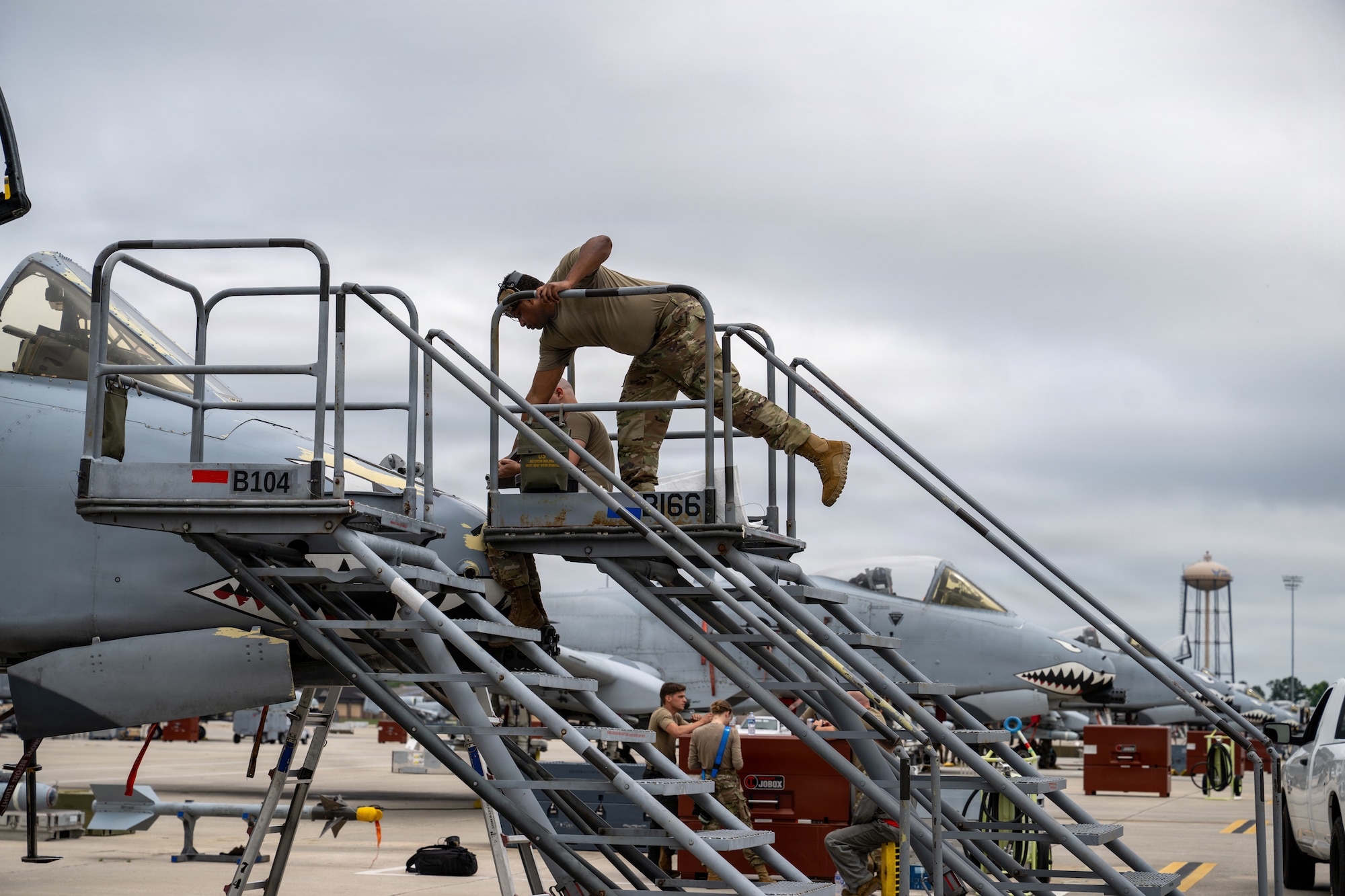 Maintainer working on an A-10C Thunderbolt II.