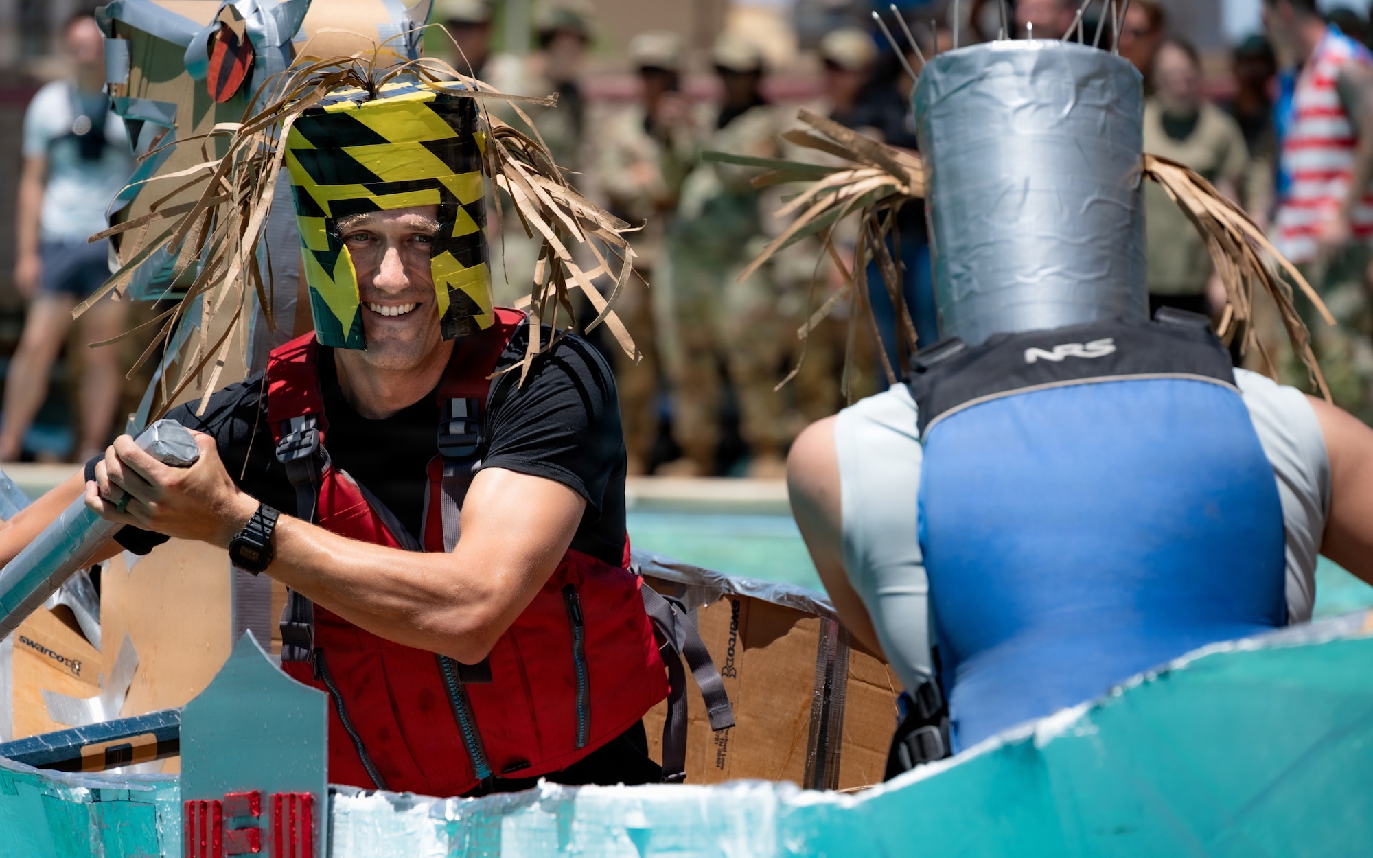U.S. Air Force Airmen assigned to the 56th Civil Engineer Squadron compete in the annual 56th CES Boat Regatta at Luke Air Force Base, Arizona, May 20, 2026.