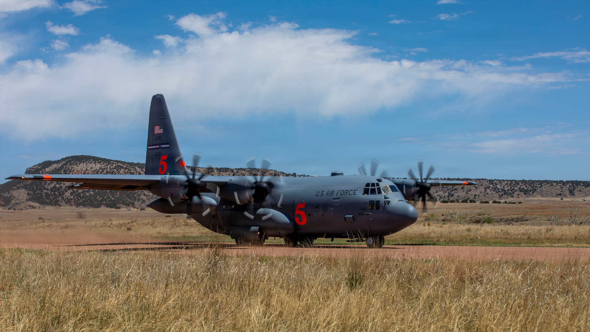 C-130 prepares for takeoff