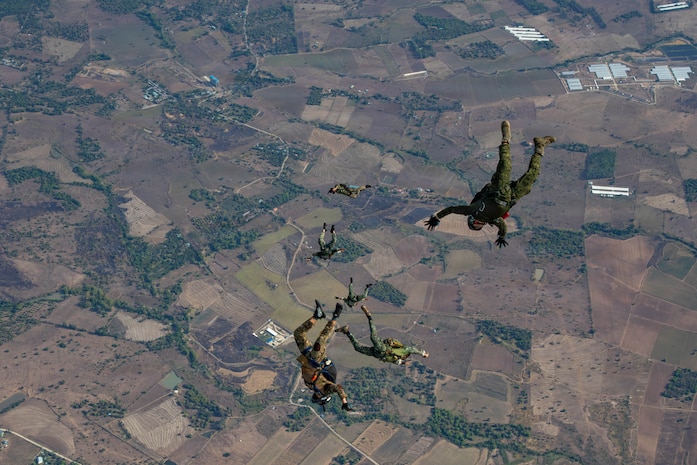 Joint Special Operations Command, Armed Forces Philippines operators conduct military free fall training from a U.S. Air Force Special Operations Command MC-130J Commando II as part of Exercise Balikatan 2026 over the Philippines, May 4, 2026.