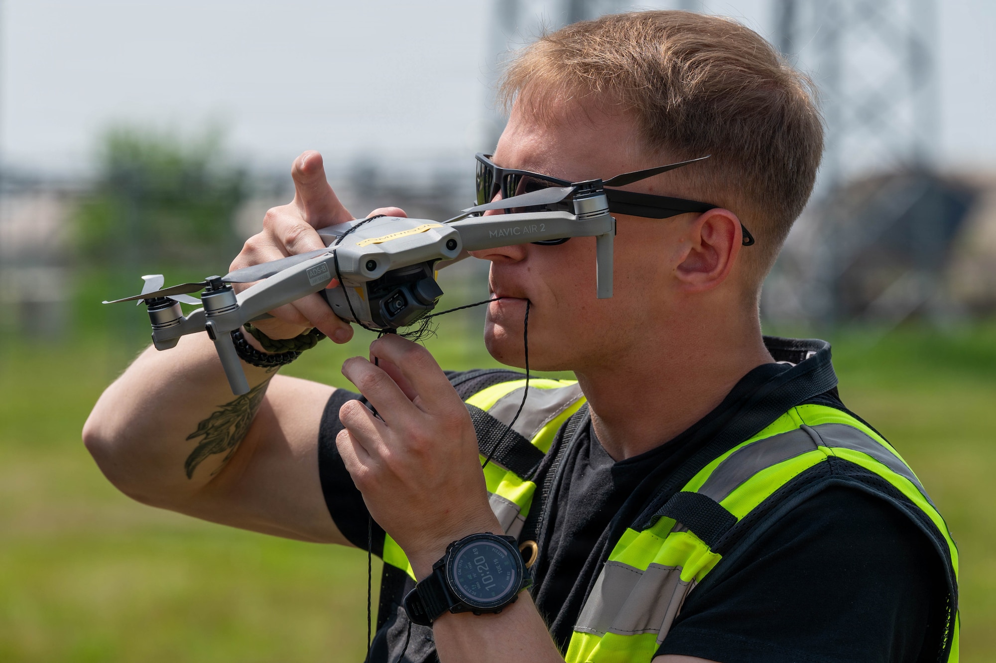 Airman uses drone.