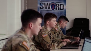 Soldiers from Information Defense Company (IDCO), Multi-Domain Ccommand - Europe (MDC-E) joined Soldiers from 169th Cyber Protection Team, Maryland Army National Guard and Estonian Defence Forces to train on cyber defense skills as part of USAREUR-AF's Sword 26 exercise. Tallinn, Estonia, 18 May 2026.