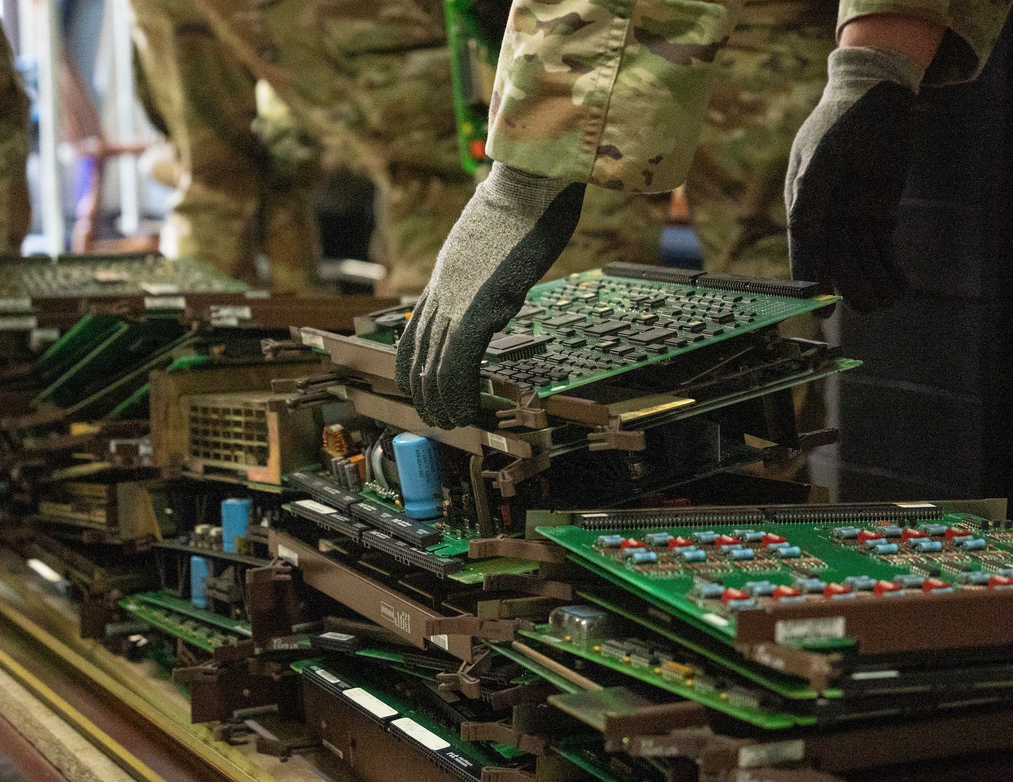 U.S. Air Force Airmen from the 133rd and 934th Communications Squadrons remove legacy server components at Osan Air Base, South Korea, March 16, 2026.