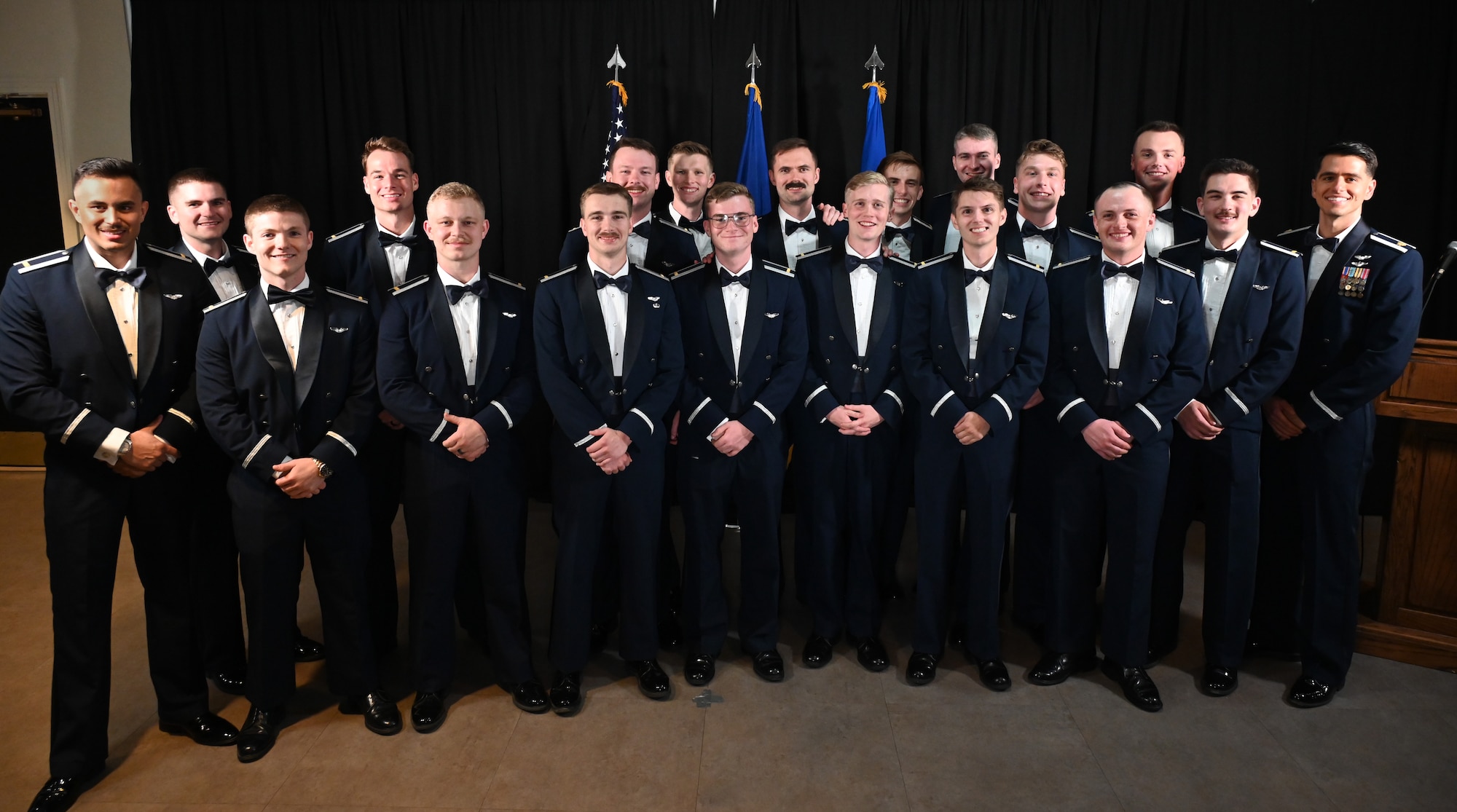 Student pilots from graduating Class 26-11 and leaders from the 47th Flying Training Wing come together for a group photo at Laughlin Air Force Base, Texas, May 21, 2026.  Twenty-five U.S. Air Force officers were recognized for successfully completing Undergraduate Pilot Training during a graduation ceremony. (U.S. Air Force photo by Airman 1st Class Kylie Rabb)