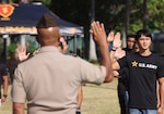 Future Soldiers take the oath of enlistment administered by Gen. Ronald P. Clark, U.S. Army Pacific Commanding General, in celebration of the 250th Army Birthday on DeRussy, Hawaii, Jun. 12, 2025. This event celebrates the U.S. Army’s 250-year legacy, shaped by the dedication, courage, and heroism of every American Soldier who has answered the call since its founding in 1775. (U.S. Army photo by Shanae Sable Garrett)